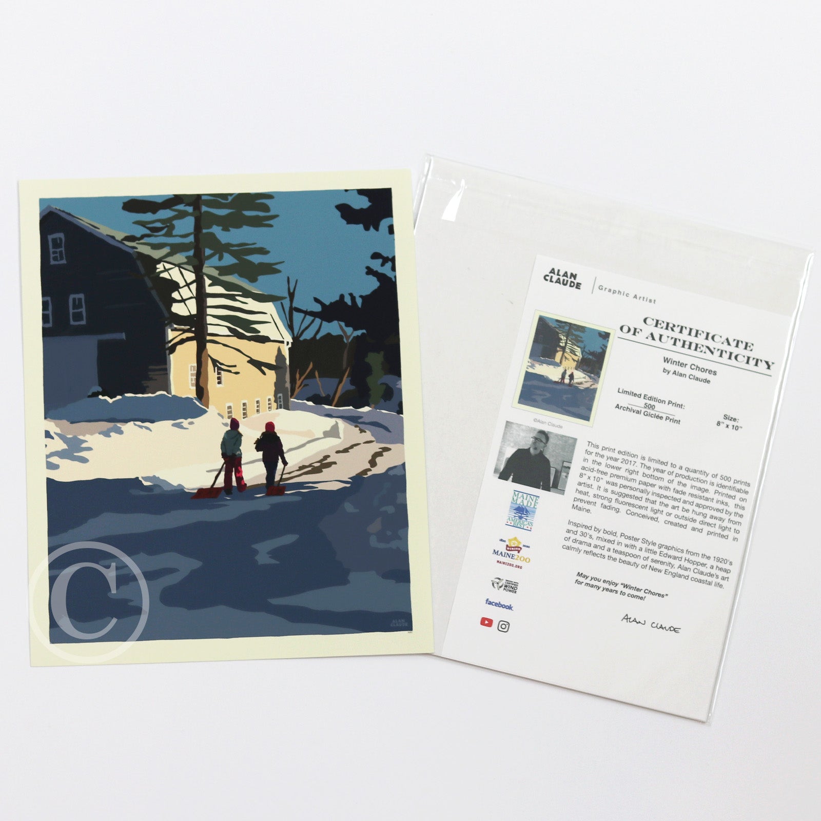 Winter Chores Art Print 8" x 10" Wall Poster By Alan Claude
