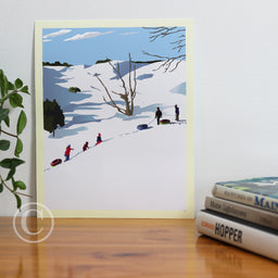 Snow Kids Art Print 8" x 10" Wall Poster By Alan Claude