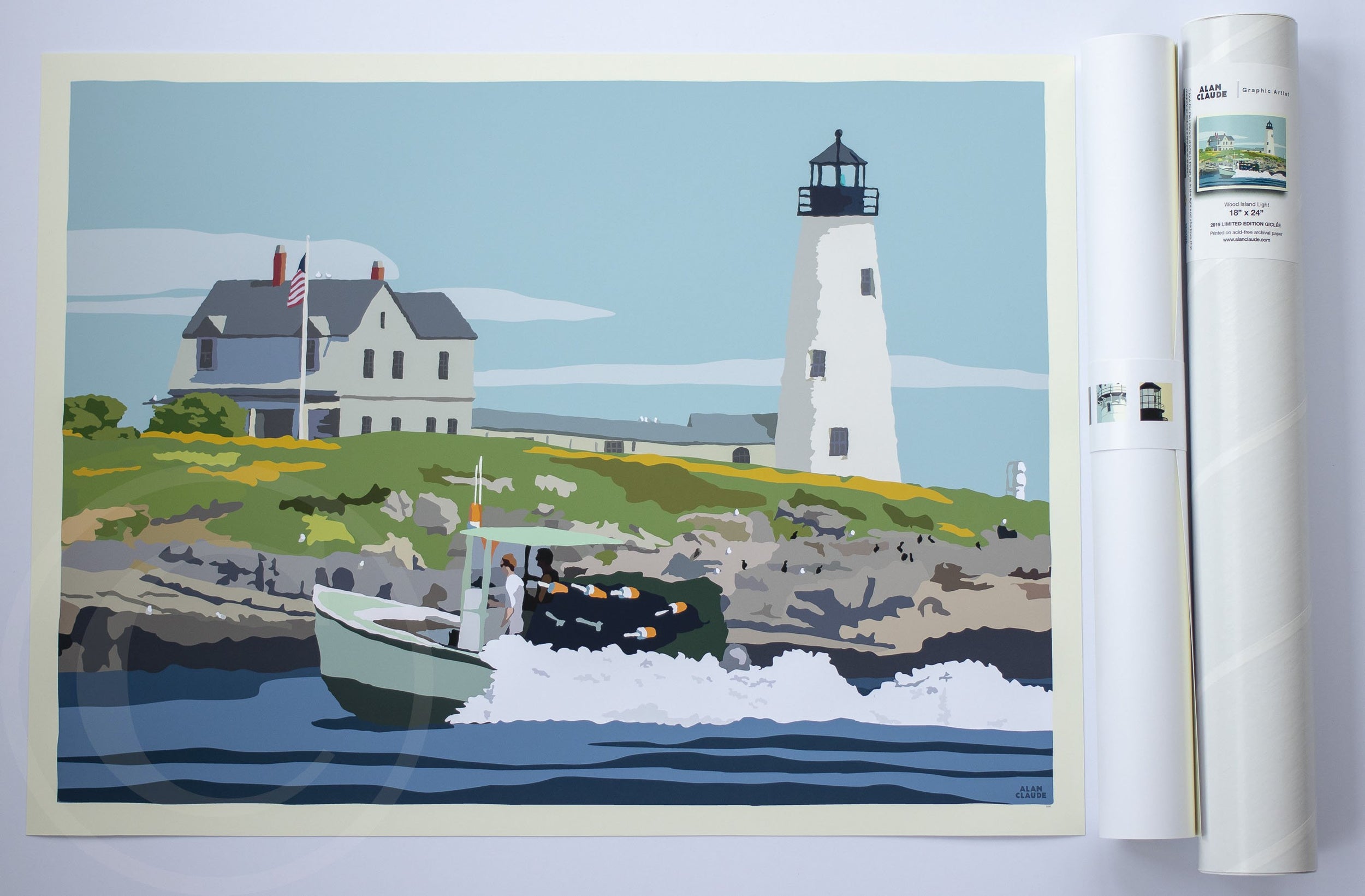Wood Island Light Art Print 18" x 24" Wall Poster